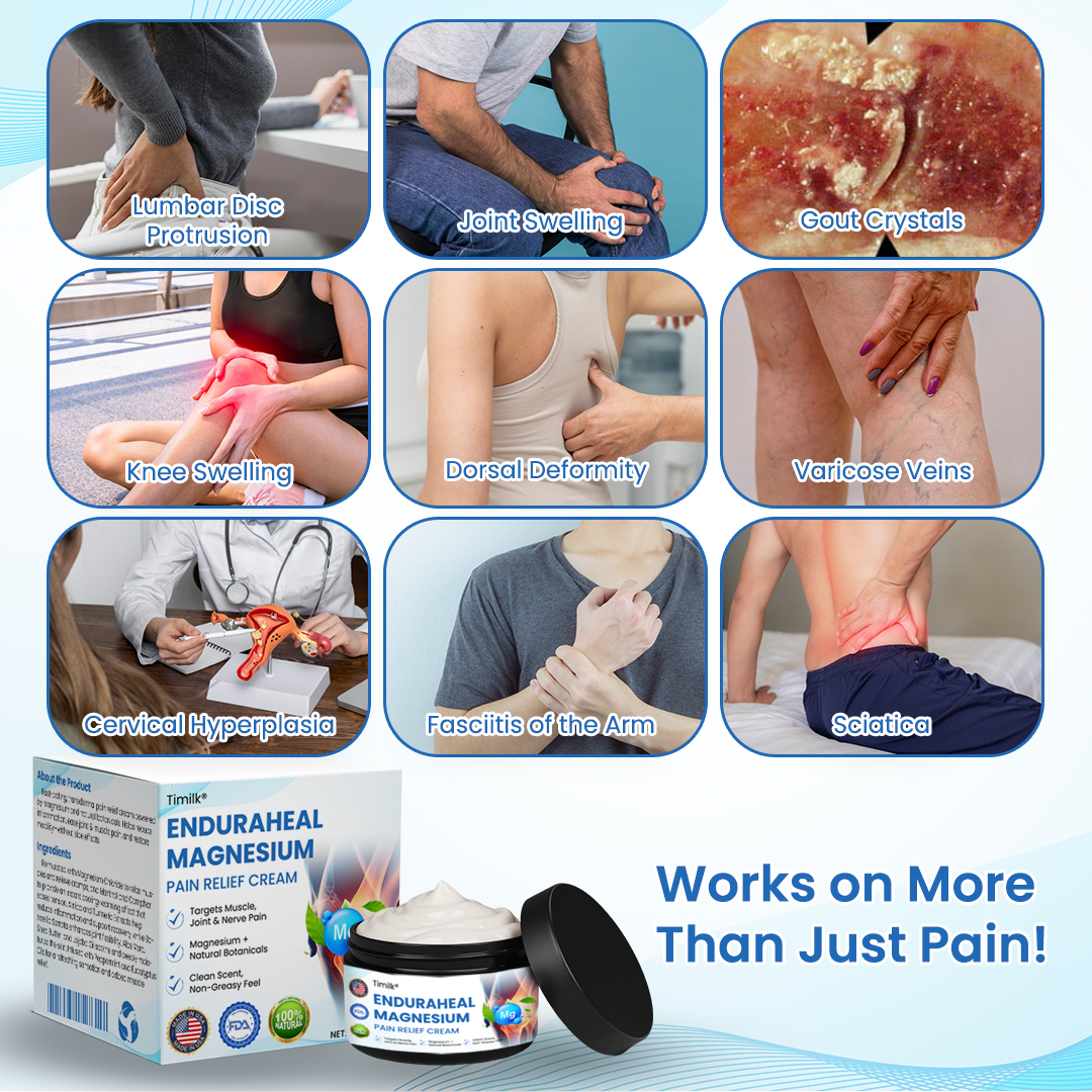 Timilk EnduraHeal Magnesium Pain Relief Cream (Treats Arthritis, Neuropathy, Rheumatism, Sports Injuries & More)